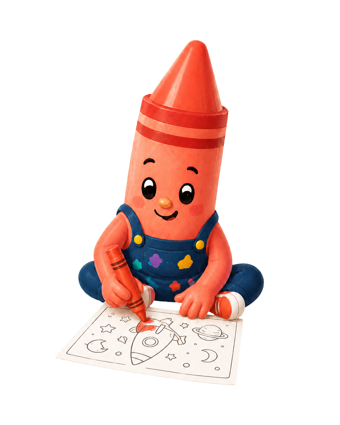 A cheerful crayon colouring a picture.